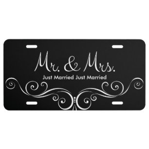 Just Married Mr And Mrs License Plate