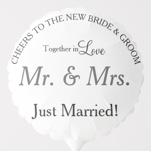 Just Married Mr and Mrs Wedding Balloon