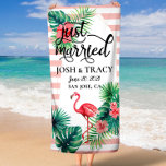 Just Married, Mr & Mrs, Honeymoon, Custom Name Beach Towel<br><div class="desc">Introducing the "Just Married" Mr. & Mrs. Beach Towel Set! The perfect way to celebrate your special day, this elegant set of custom towels is perfect for your honeymoon or as a bridal party gift. Each towel features the newlywed's names in a flowing script, along with the words "Just Married"...</div>
