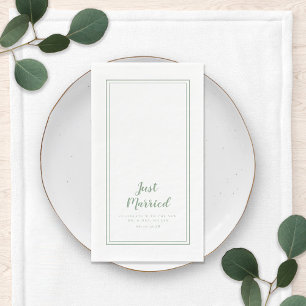 Just Married Mr & Mrs Rustic Green Wedding Dinner Paper Guest Towels
