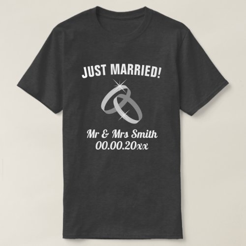 Just Married Mr  Mrs t shirt set for newly weds