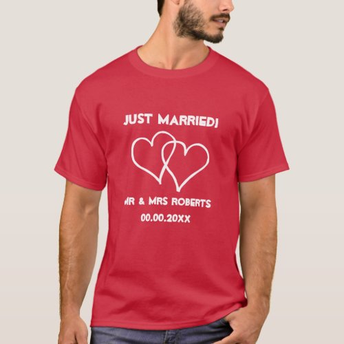 Just Married Mr  Mrs t shirt set for newlyweds