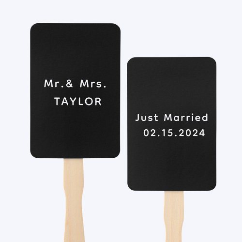 Just Married Mr  Mrs  Wedding Monogram  Hand Fan