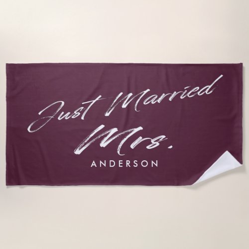 Just Married Mrs  Personalized Bride Beach Towel
