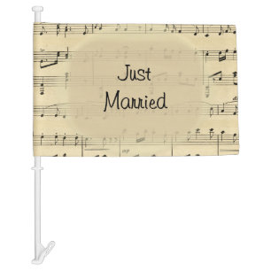 Just Married Music Car Flag