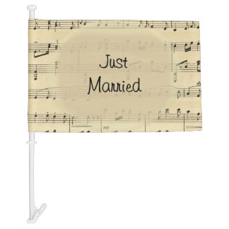 Just Married Music Car Flag
