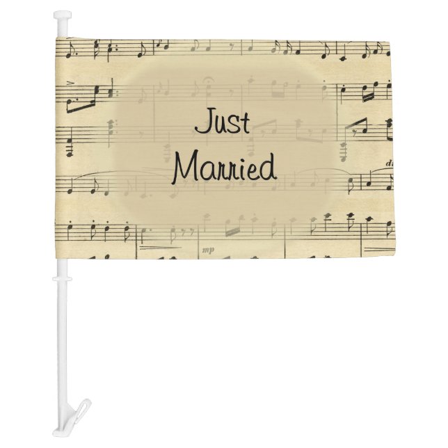 Just Married Music Car Flag (Front)