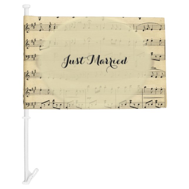 Just Married Music Theme Wedding Car Flag (Front)