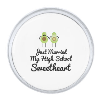 Just married my high school sweetheart silver finish lapel pin