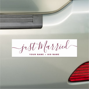 Just Married Names Wedding Car Magnet Decoration