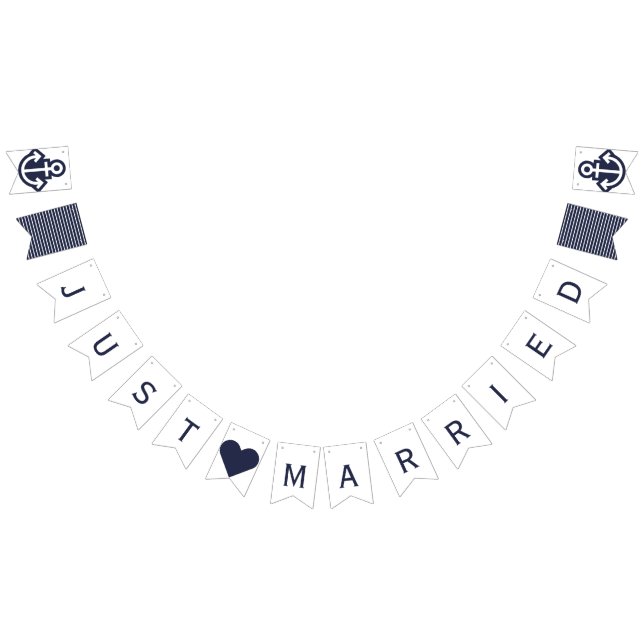 Just Married Nautical Wedding Bunting Flags (All)