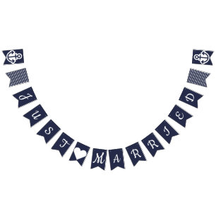 Just Married Nautical Wedding Bunting Flags