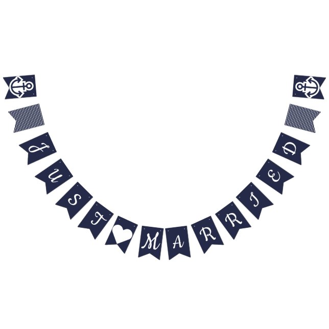 Just Married Nautical Wedding Bunting Flags (All)