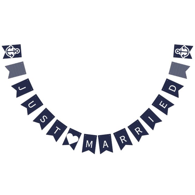 Just Married Nautical Wedding Bunting Flags (All)