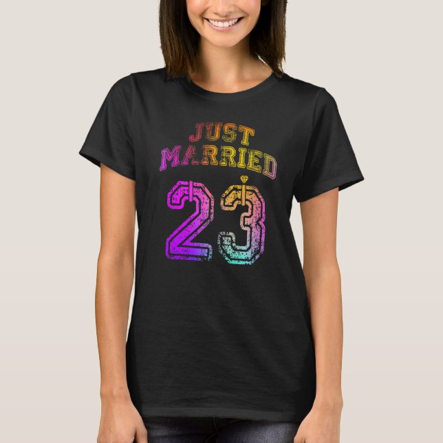 Just Married New Wife New Husband Matching 2023 Ho T-Shirt (Front)