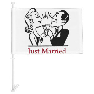 Just Married Newly Wed Car Flag