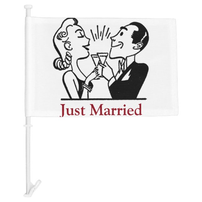 Just Married Newly Wed Car Flag (Front)