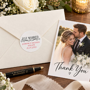 Just Married Newlywed Names Wedding Candle Favors Square Sticker