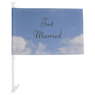 Just Married Newlyweds Car Flag