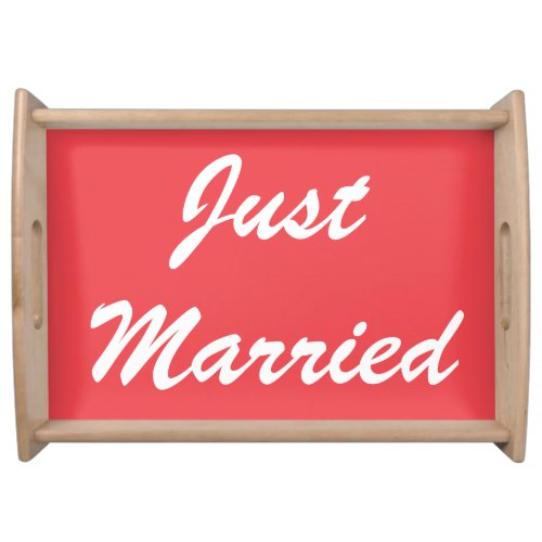 Just Married Newlyweds Custom Red Colorful Wedding Serving Tray