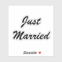 Just Married  Newlyweds Custom Script Text Wedding