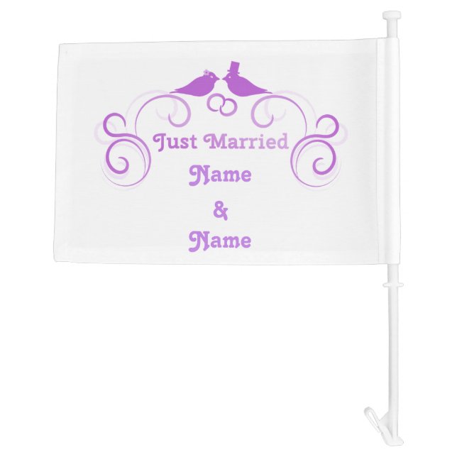 Just Married Newlyweds Thunder_Cove Car Flag (Back)