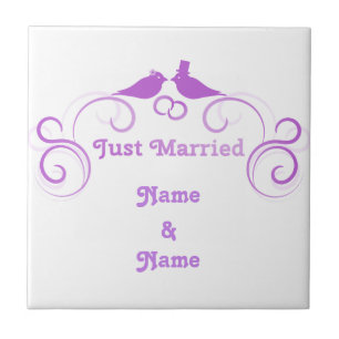 Just Married Newlyweds Thunder_Cove Ceramic Tile
