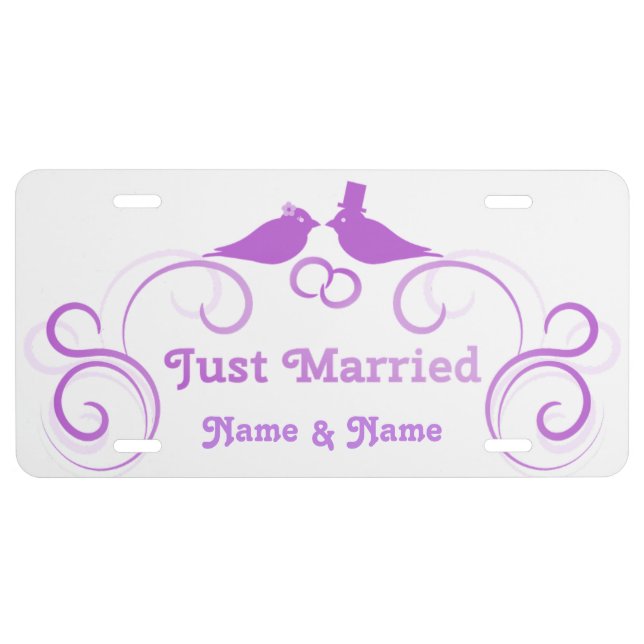 Just Married Newlyweds Thunder_Cove License Plate (Front)