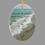 Just Married Ocean Surf Ornament