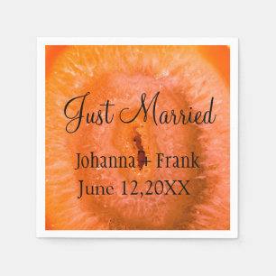Just Married Orange Agate Napkins