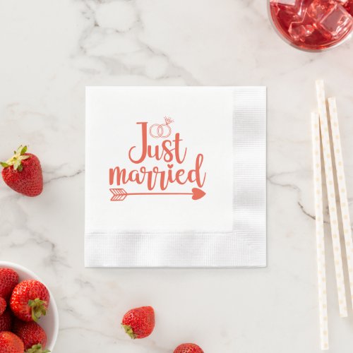 Just Married Orange Napkins