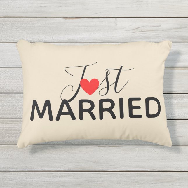 Just Married Outdoor Pillow (Front)