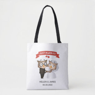 Just Married Owl Wedding   Tote Bag