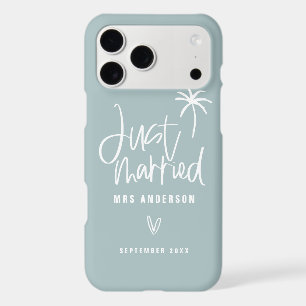 Just married palm tree wedding gift beach iPhone 17 pro max case
