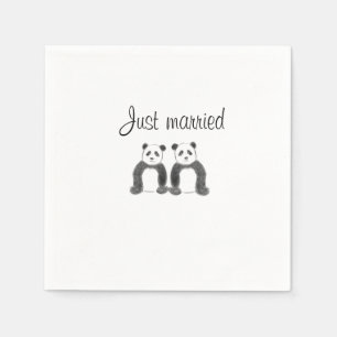Just married panda napkins