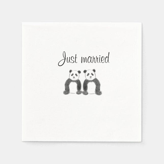Just married panda  napkins (Front)