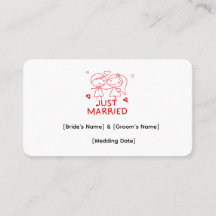 Just Married Personalized Business Card, Custom We