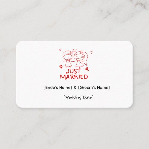Just Married Personalized Business Card, Custom We Card