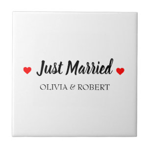 Just Married Personalized Ceramic Tile