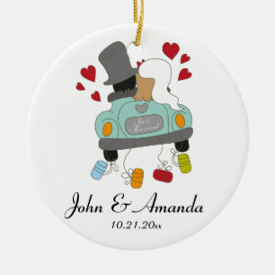 Just married personalized Christmas ornament