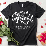 Just Married Personalized Couples Matching Wedding T-Shirt<br><div class="desc">Just Married Personalized Couples Matching Wedding T-Shirt</div>