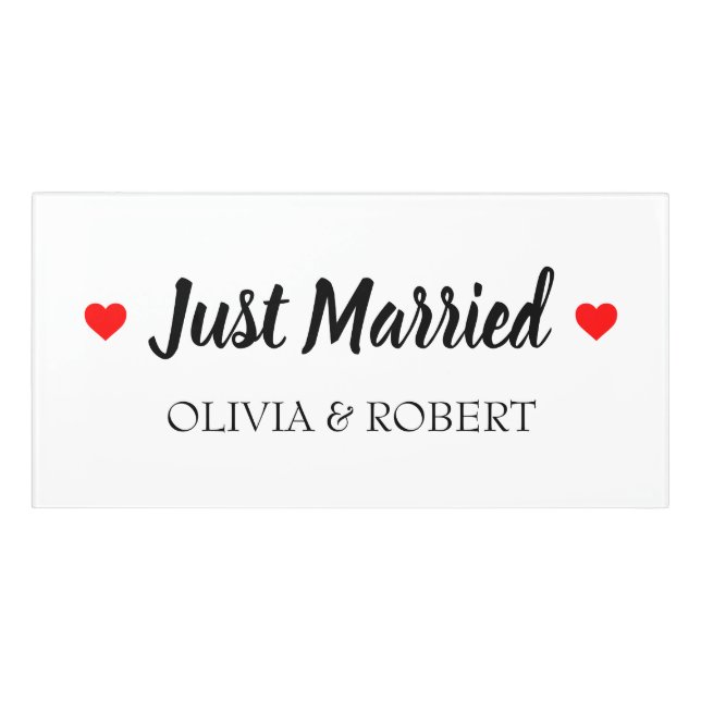 Just Married Personalized Door Sign (Classic Front)