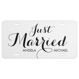 "Just Married" personalized license plate