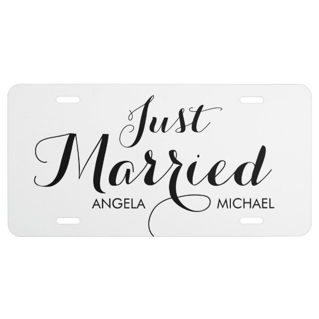 "Just Married" personalized license plate (Front)