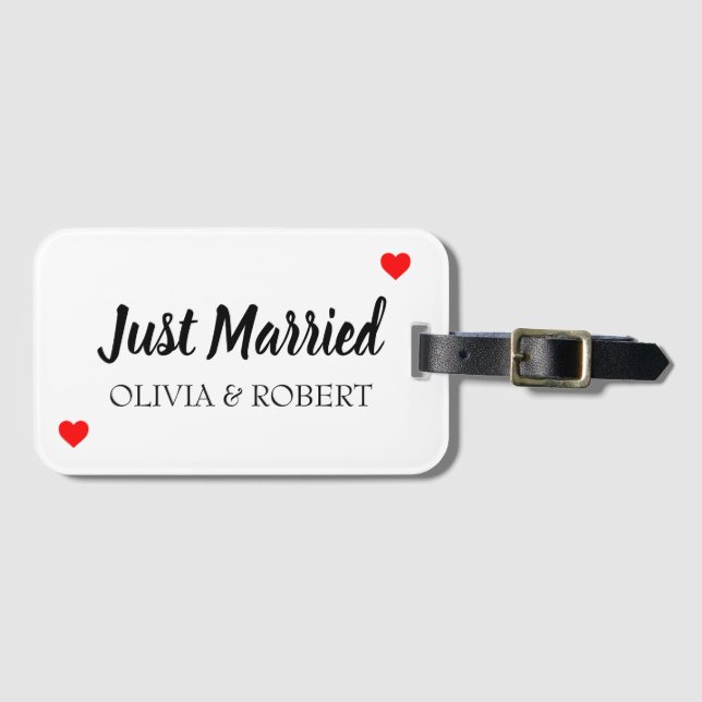 Just Married Personalized Luggage Tag (Front Horizontal)