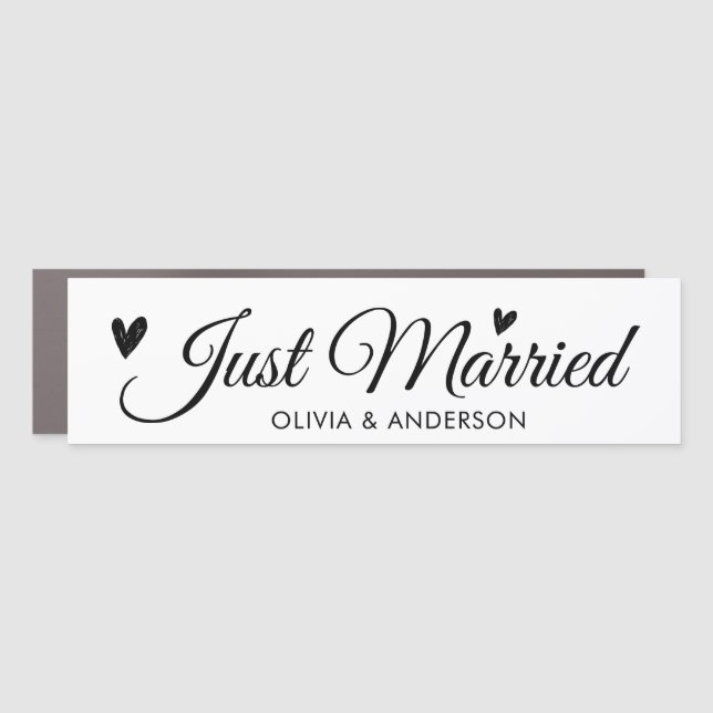 Just Married Personalized Newlywed Wedding Car Mag Car Magnet (Front)