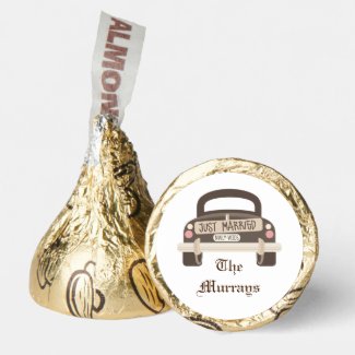 Just Married Personalized Sign On Car Hershey Kisses
