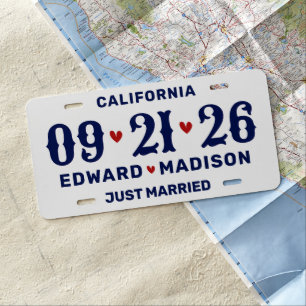 Just Married Personalized Wedding License Plate