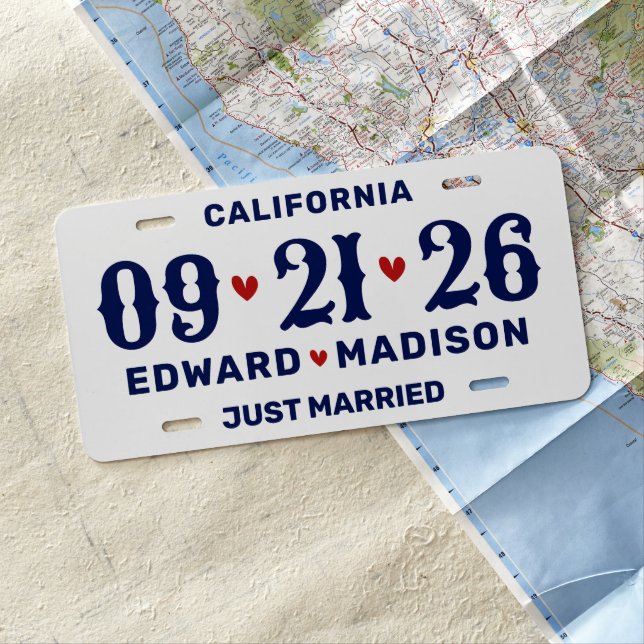 Just Married Personalized Wedding License Plate (In Situ)