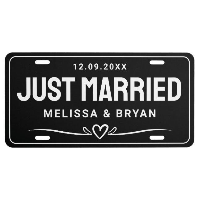 Just Married Personalized Wedding License Plate (Front)